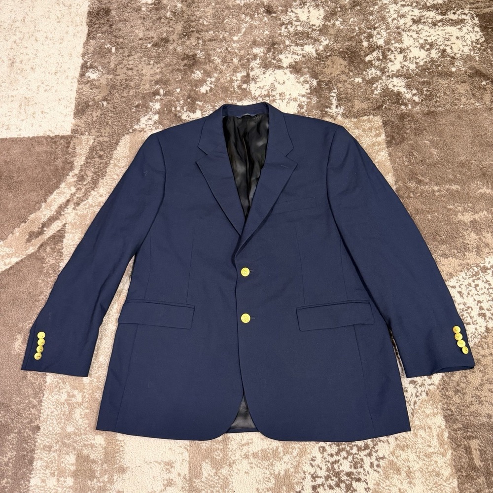 VTG Brooks Brothers Blazer 43R Navy Blue Wool Gold Button 346 Sport Coat Preppy